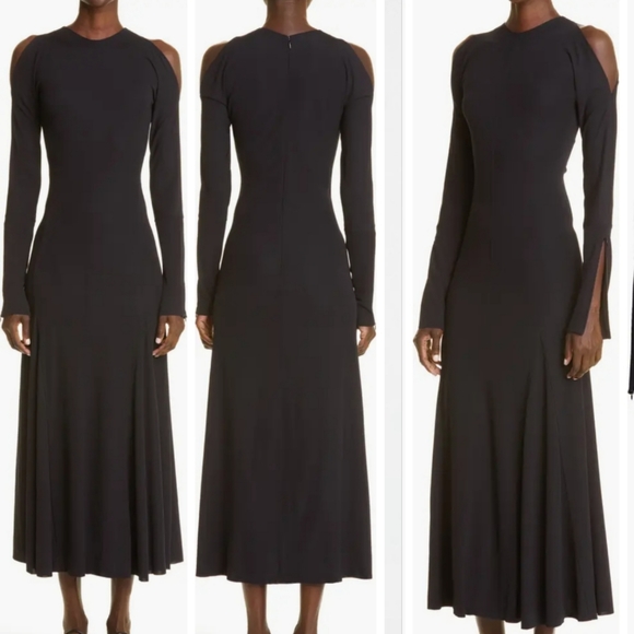 Victoria Beckham | Long Sleeve Cold Shoulder Black Jersey Dress NWT - Picture 2 of 11